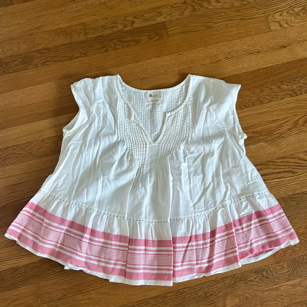 kopai 100% cotton white breezy cap sleeve top size medium